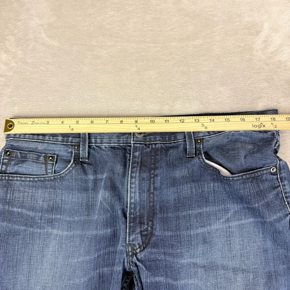 Levis 527 Jeans Men 38x32 (Fit 36x29) Blue Bootcut Slim Leather Patch Rodeo 2010
